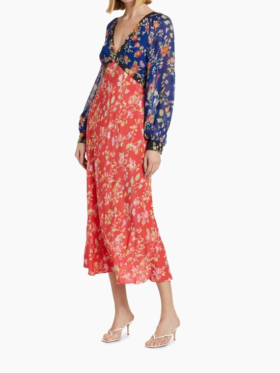 RIXO Dresses & Skirts - 💙🧡NWT RIXO IN THE SPIRIT OF PALM BEACH AYLA MIDI DRESS IN SIZE XL